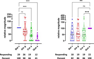 T cells specific to multiple Bet v 1 peptides are highly cross-reactive toward the corresponding peptides from the homologous group of tree pollens